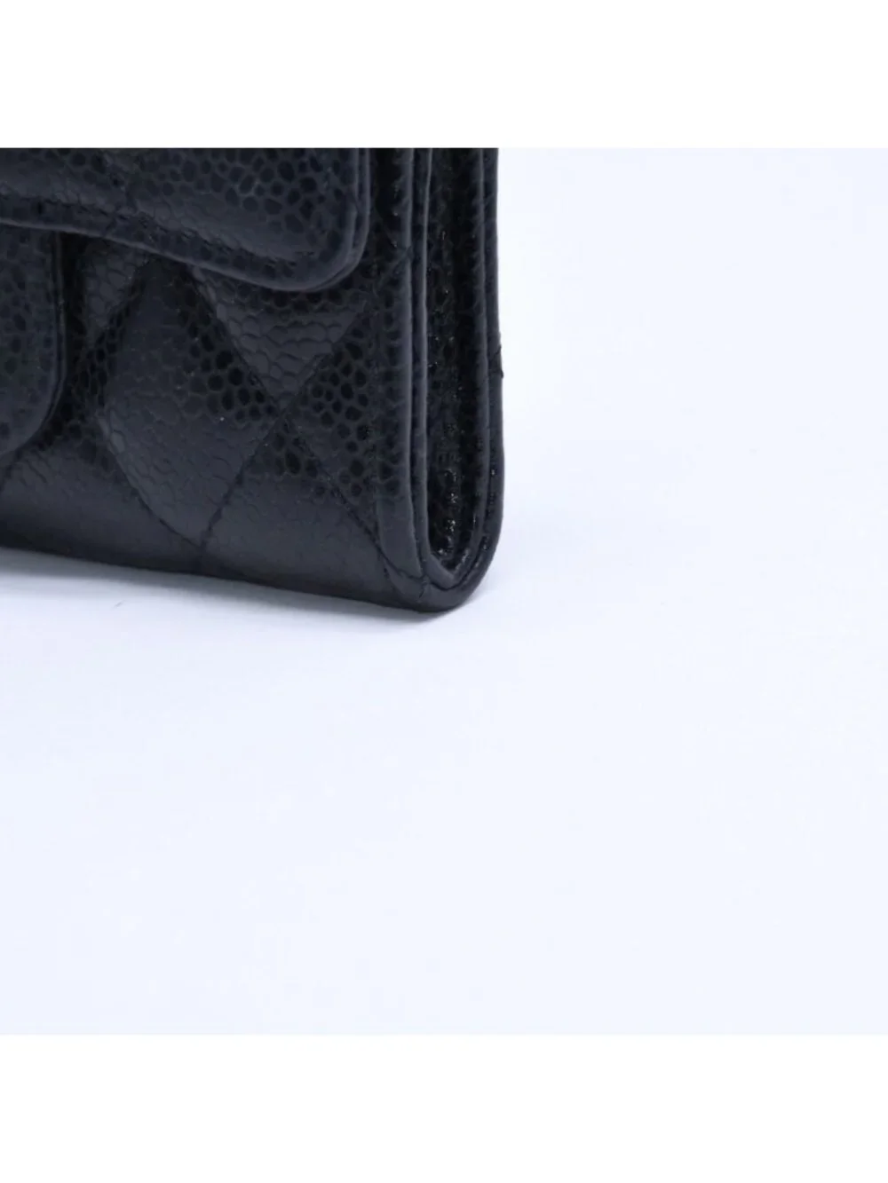 Chanel Quilted CC Logo Card Case Wallet Lambskin Black Gold
